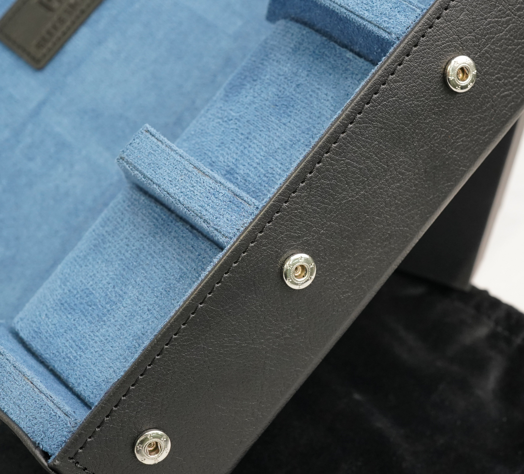 Elite Hours Premium 4-Slot Watch Roll – Blue Suede Edition