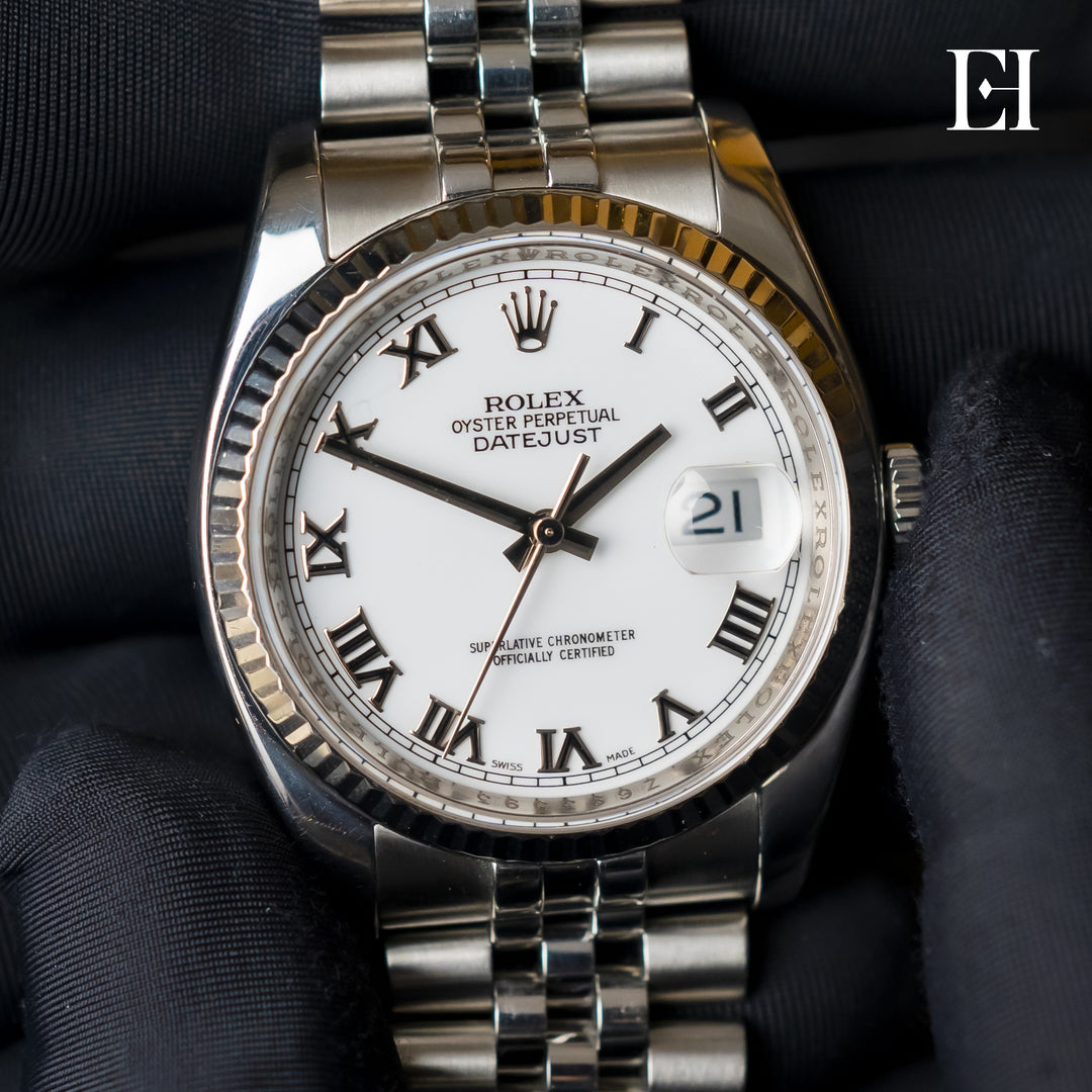 Rolex Datejust 36mm White Roman Numeral Dial  116234