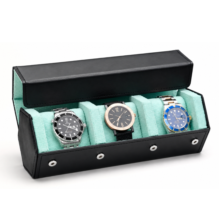 Premium 4-Slot Travel Watch Roll